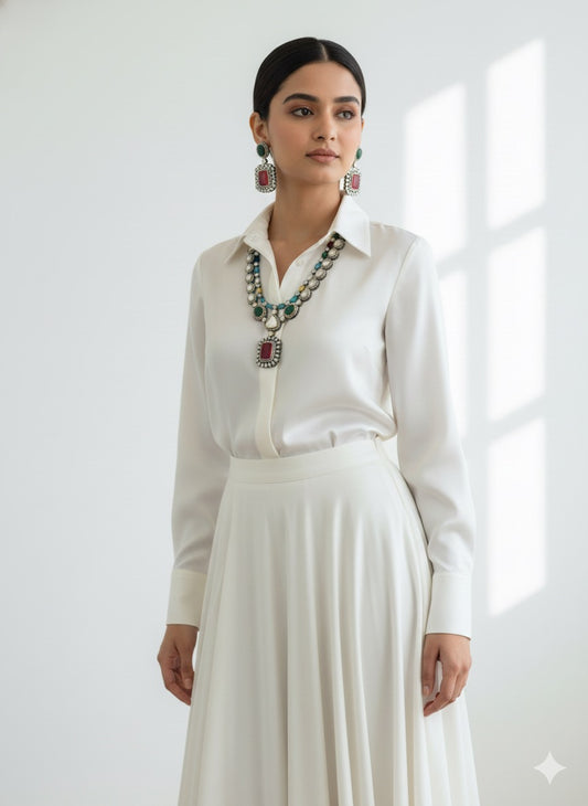 Uzma AD Polki Necklace 2 Layers