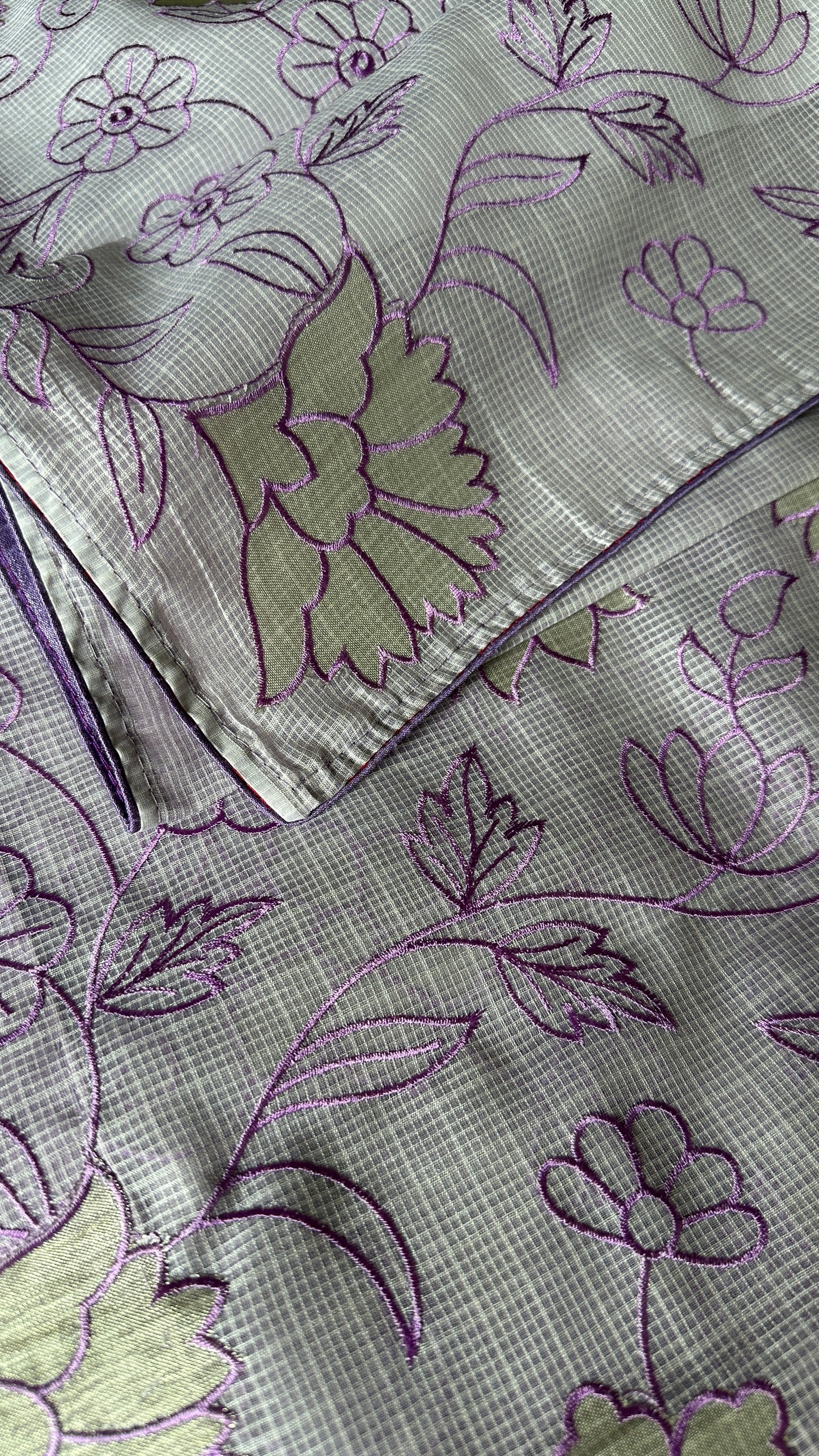 Abha Kota Check Banarasi Saree with Embroidery & Appliqué