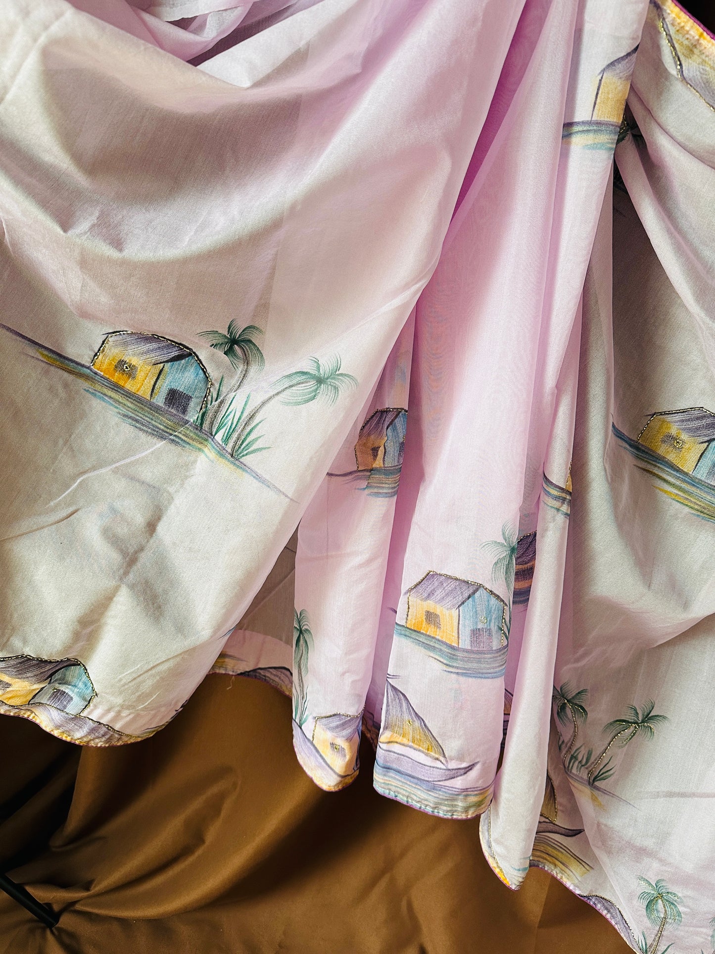 Hand-Painted Kora Organza Banarasi Saree with Hand-Cut Dana Work
