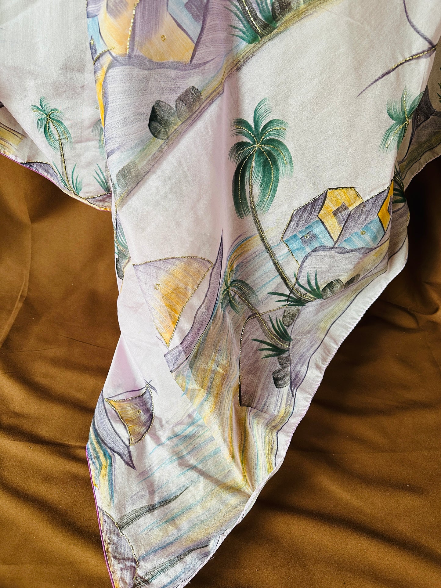 Hand-Painted Kora Organza Banarasi Saree with Hand-Cut Dana Work