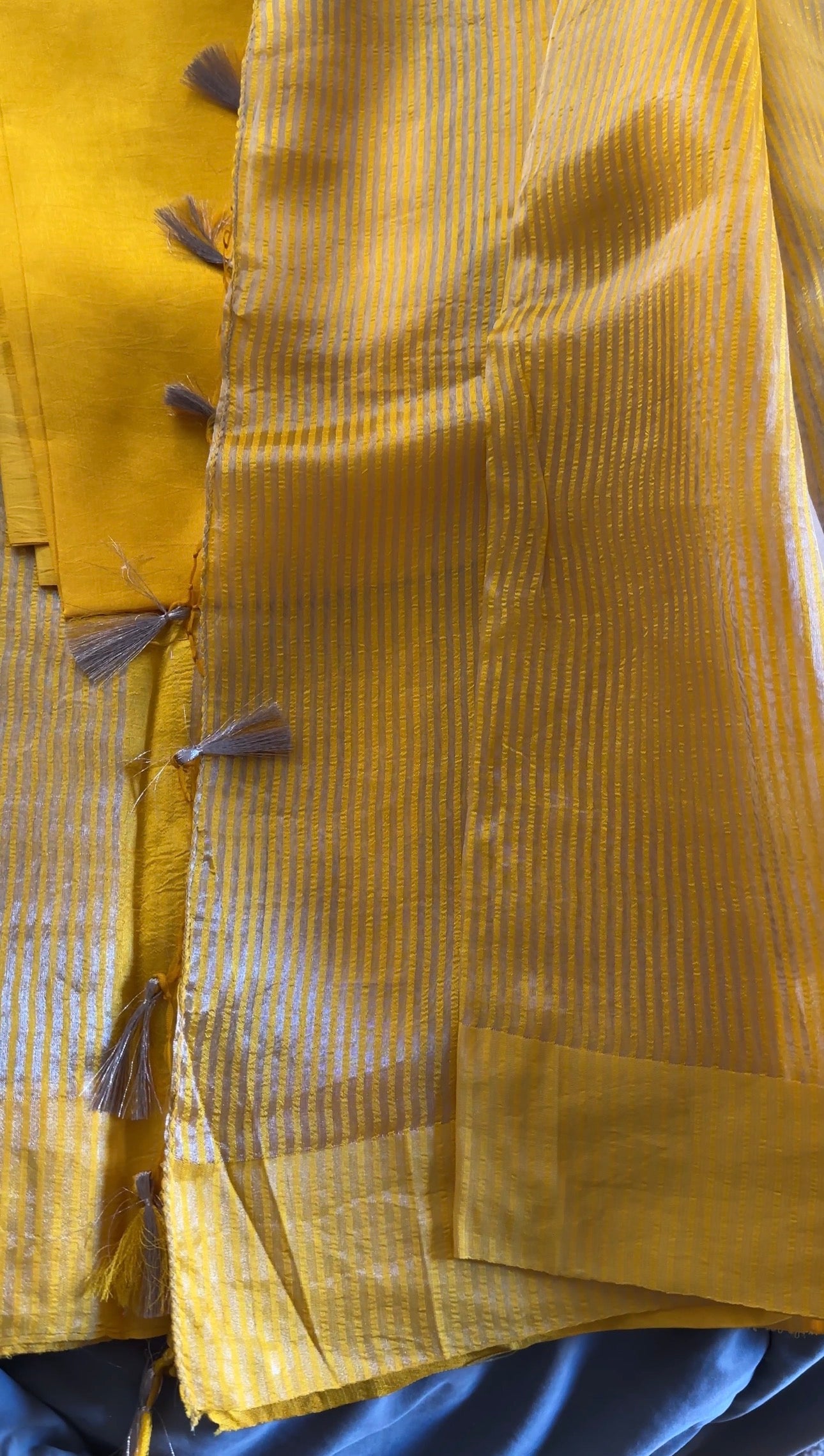 Noor Banarasi Pure Tissue Silk Handwoven Saree with blouse fabric with silver Zari stripes