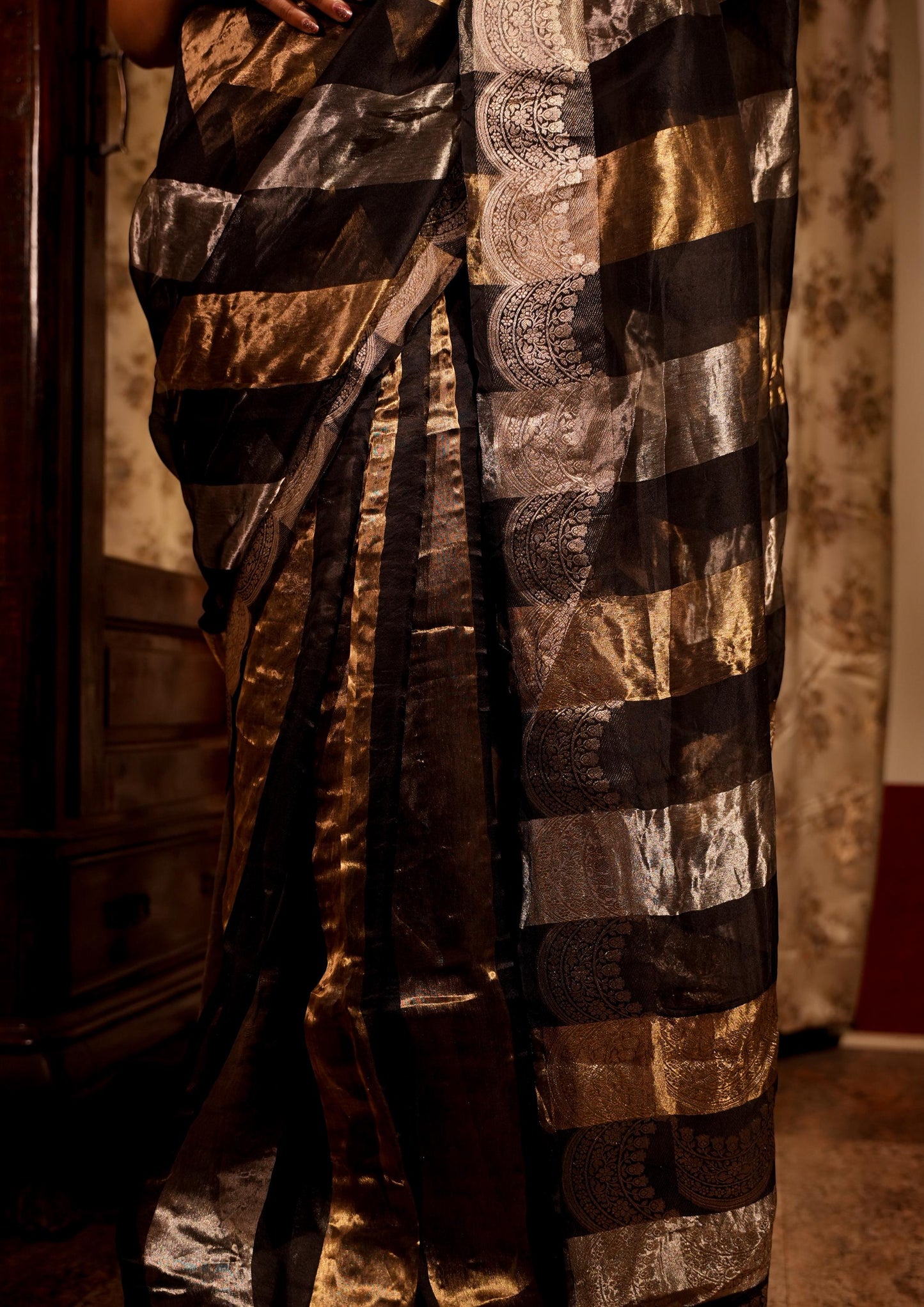 Nazakat – Kora by Tissue Banarasi Silk Saree with Gold & Silver Zari