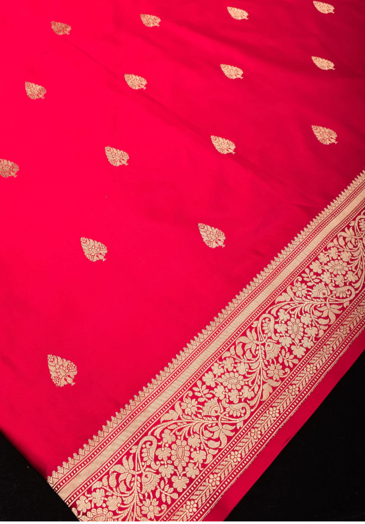 Banarasi Silk Saree Pure Mashru - Reddish Pink - Kaduwa