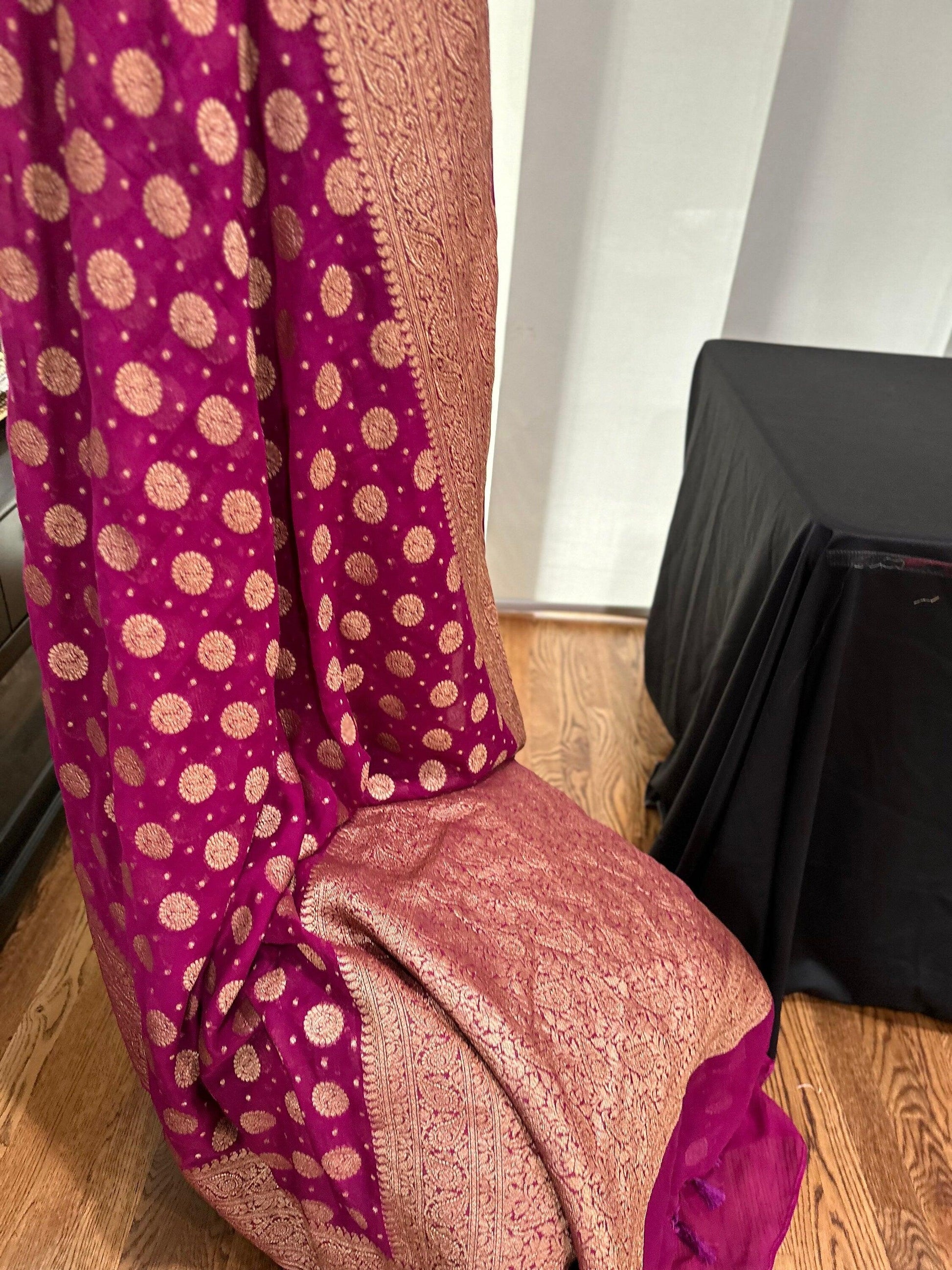 Banarasi Georgette Saree with Zari and Floral Digital Print