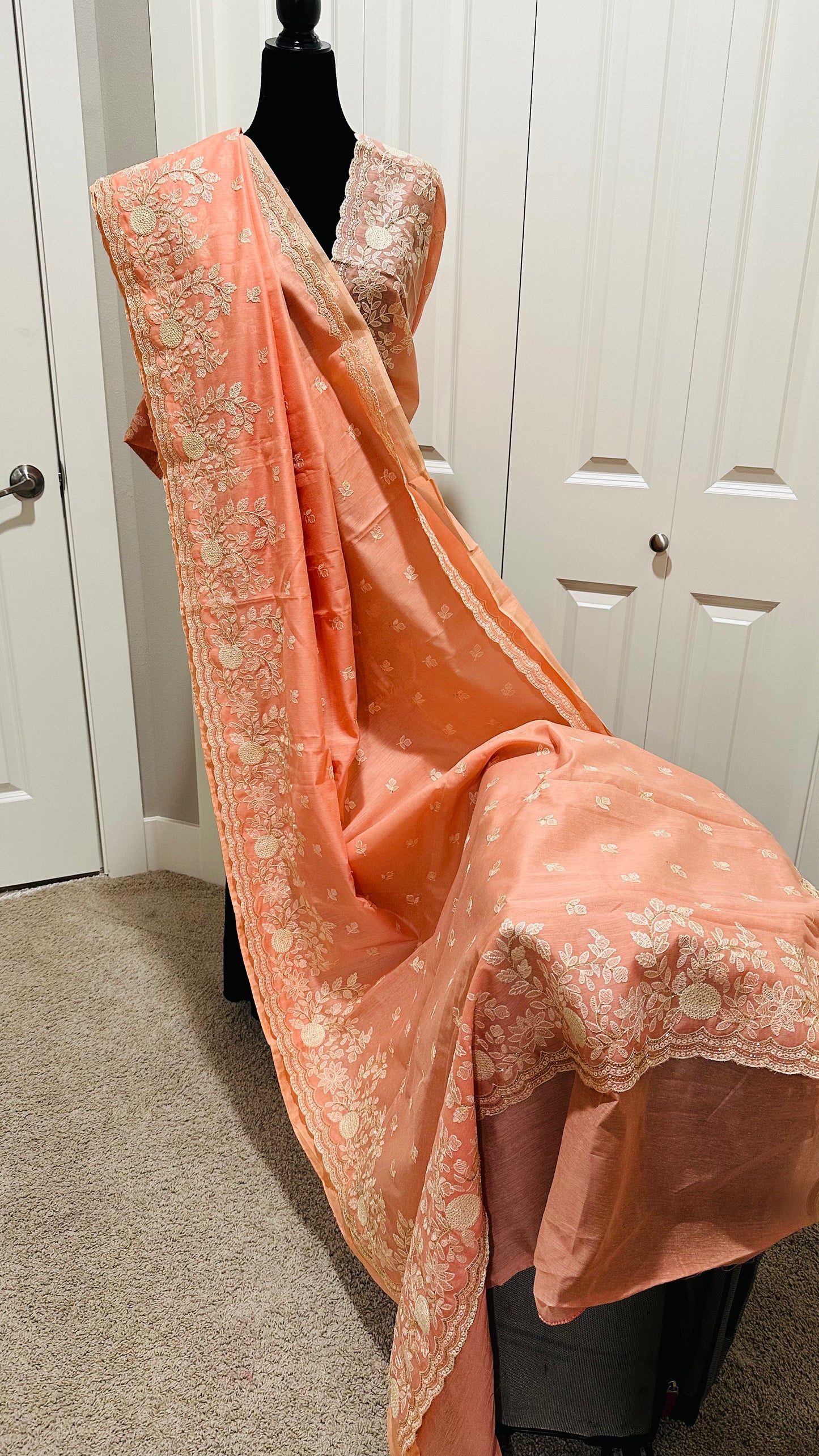 Pure Cotton Embroidered Saree with CutDana