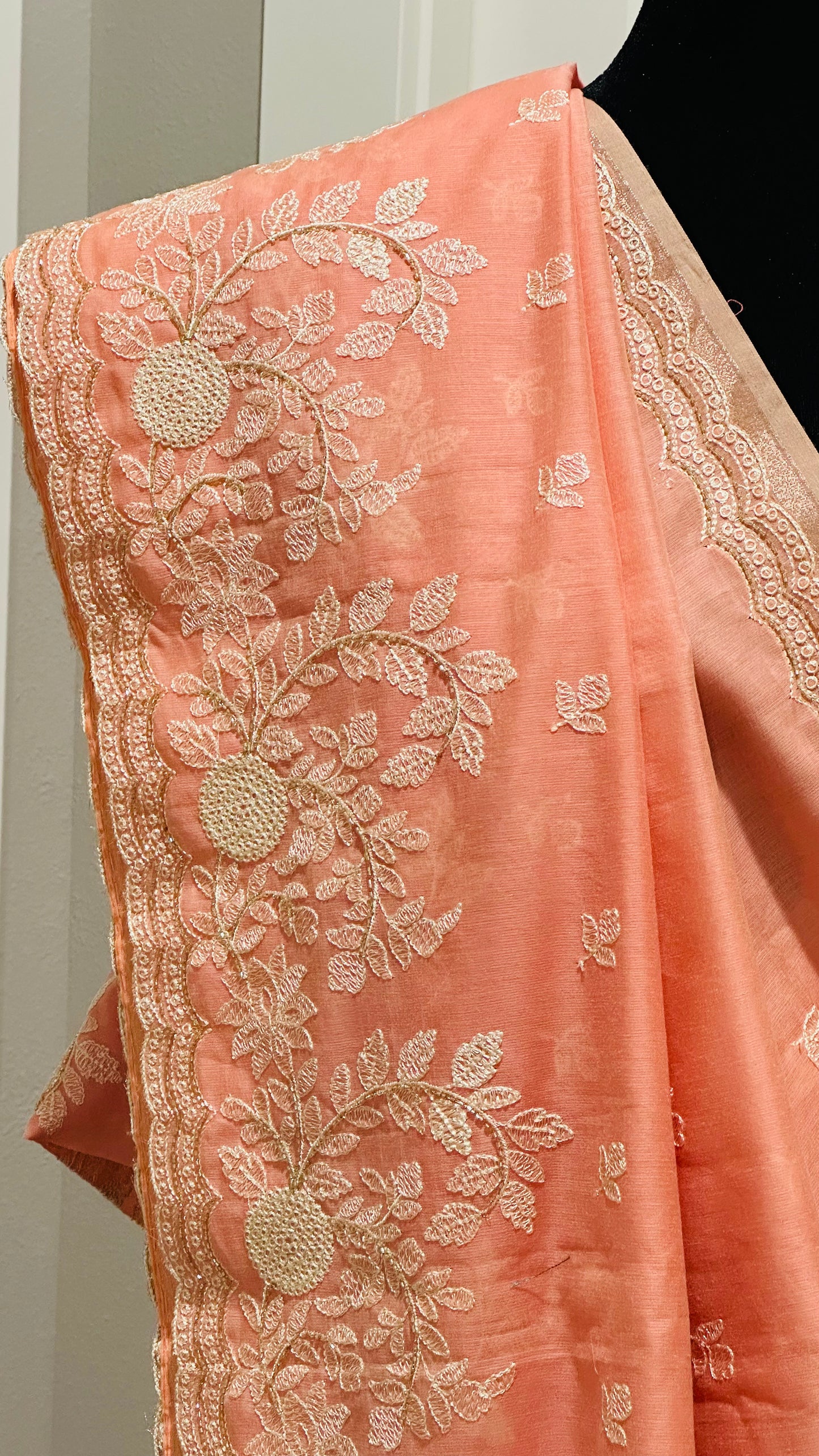 Pure Cotton Embroidered Saree with CutDana