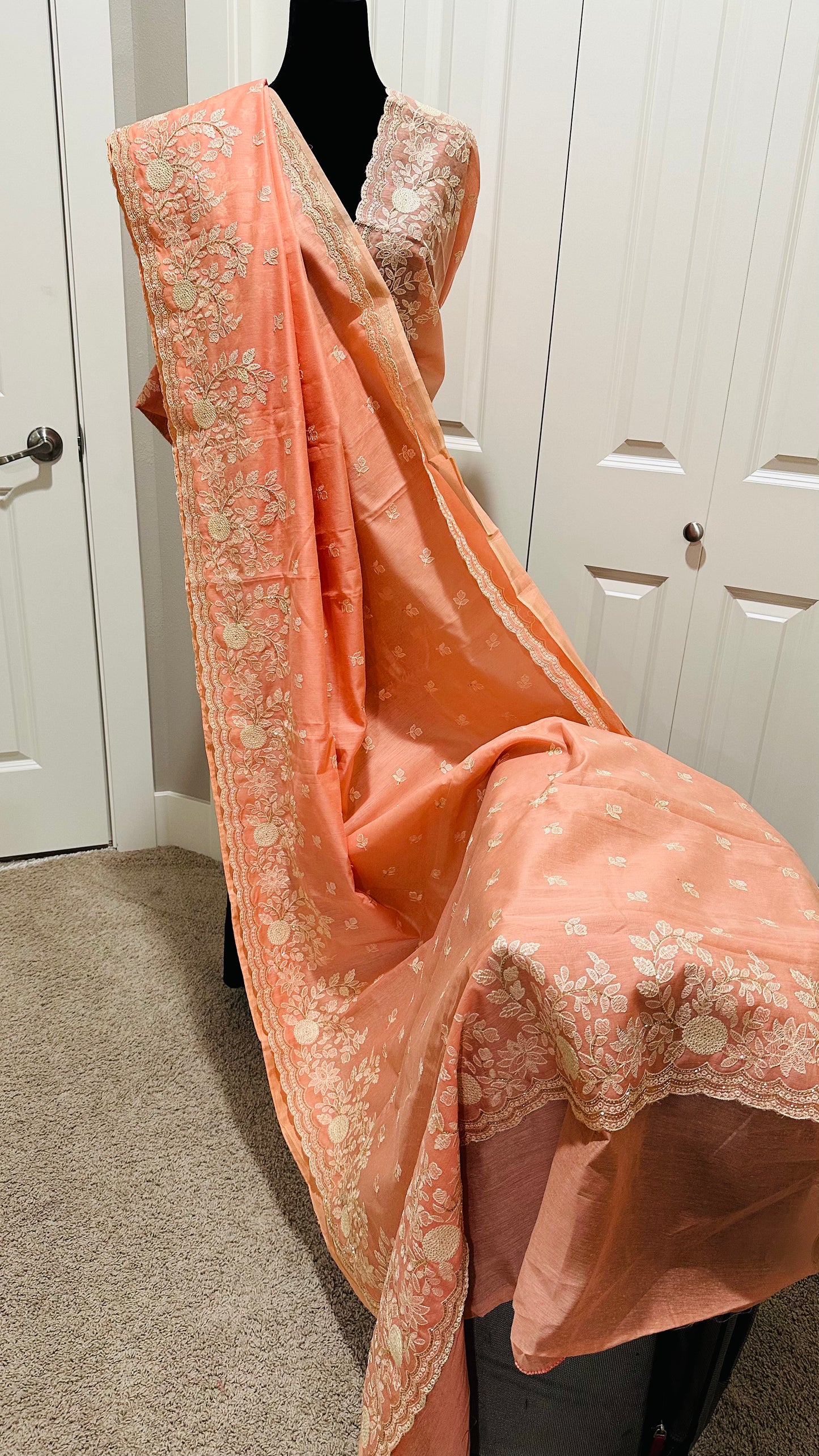 Pure Cotton Embroidered Saree with CutDana
