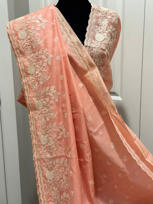 Pure Cotton Embroidered Saree with CutDana