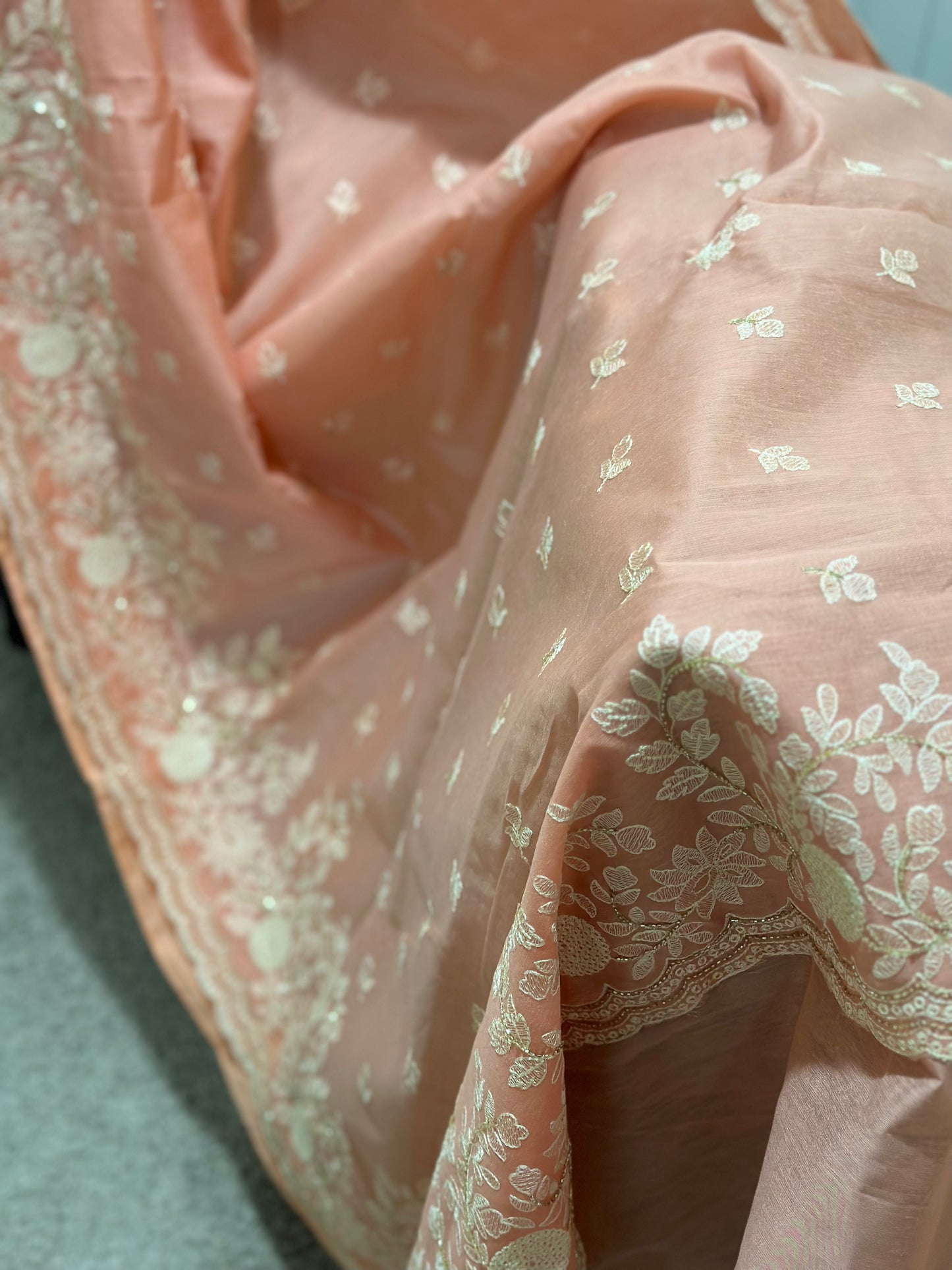 Pure Cotton Embroidered Saree with CutDana