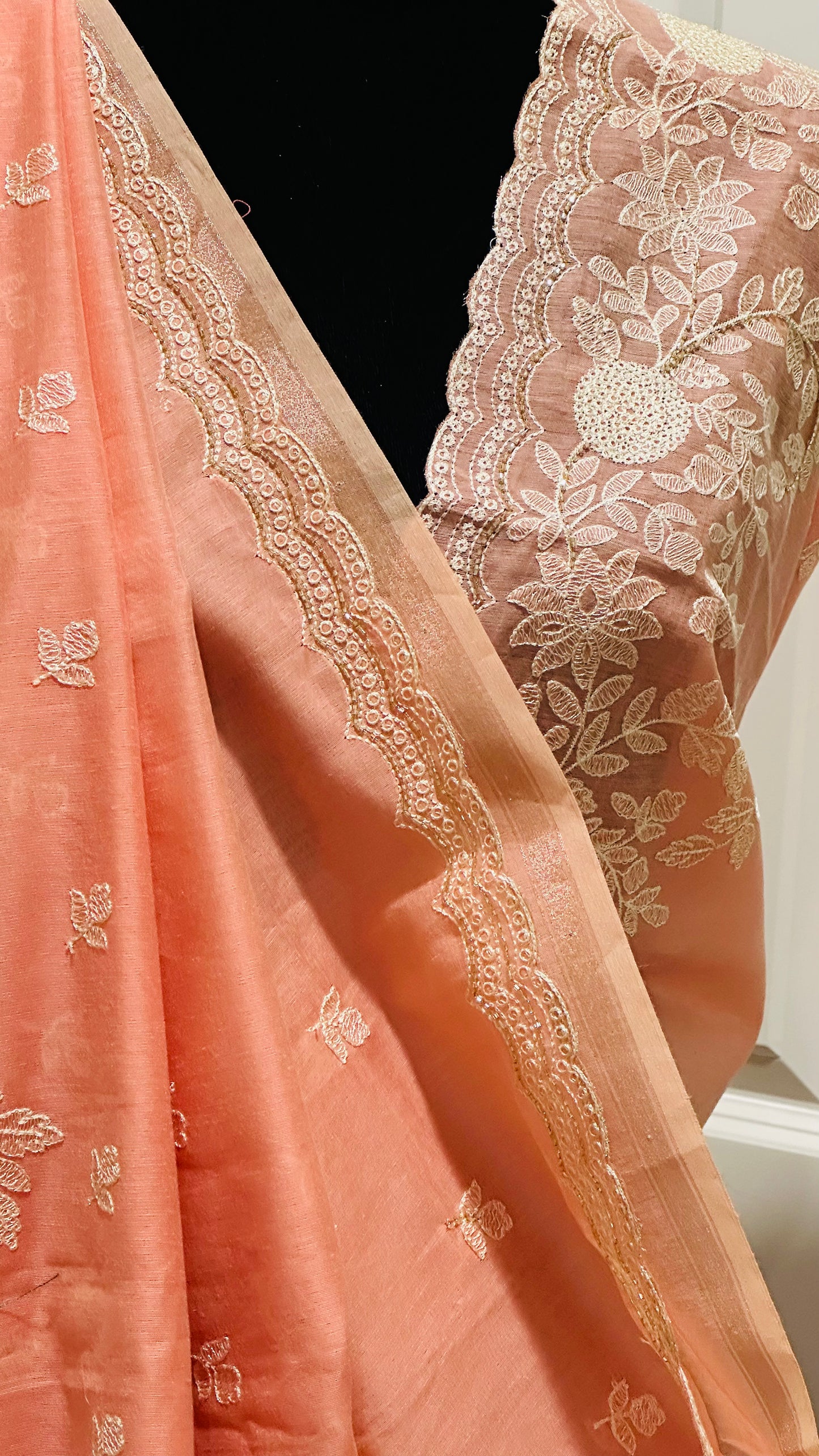 Pure Cotton Embroidered Saree with CutDana