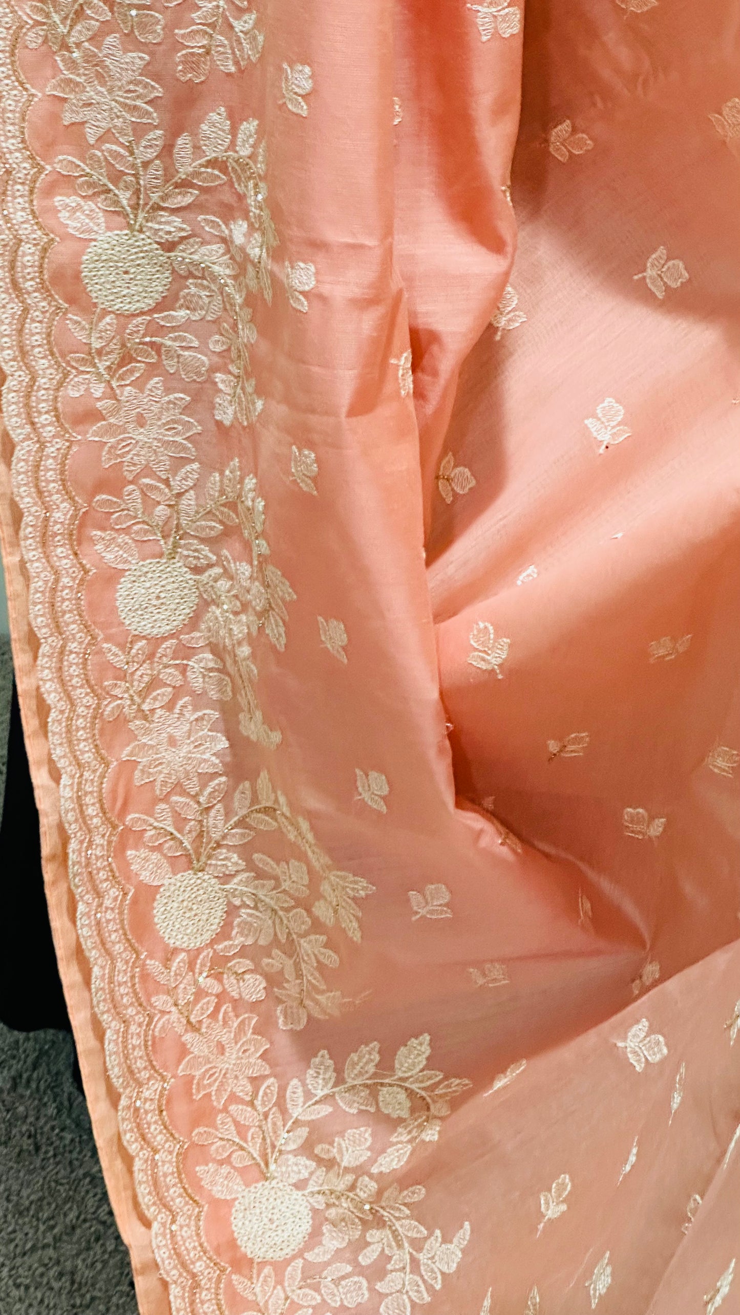 Pure Cotton Embroidered Saree with CutDana