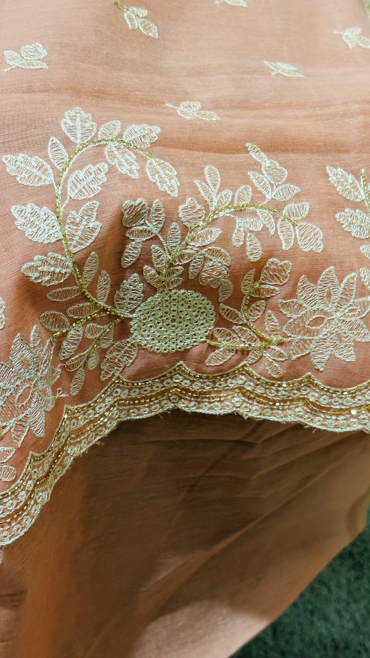 Pure Cotton Embroidered Saree with CutDana