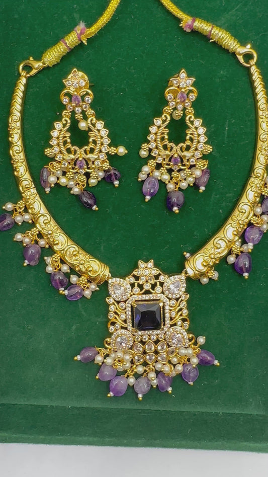 Neela exclusive Hasli set in Mosanite