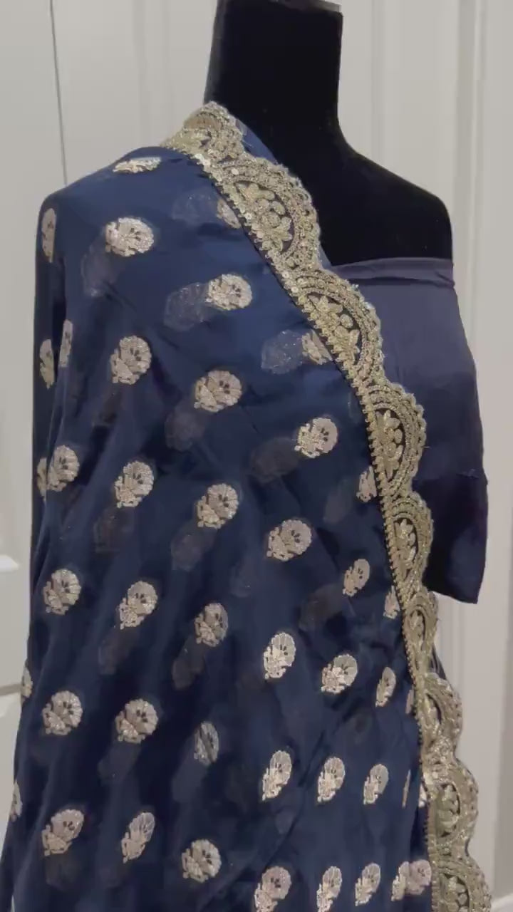 Georgette  Designer Saree - Midnight Blue