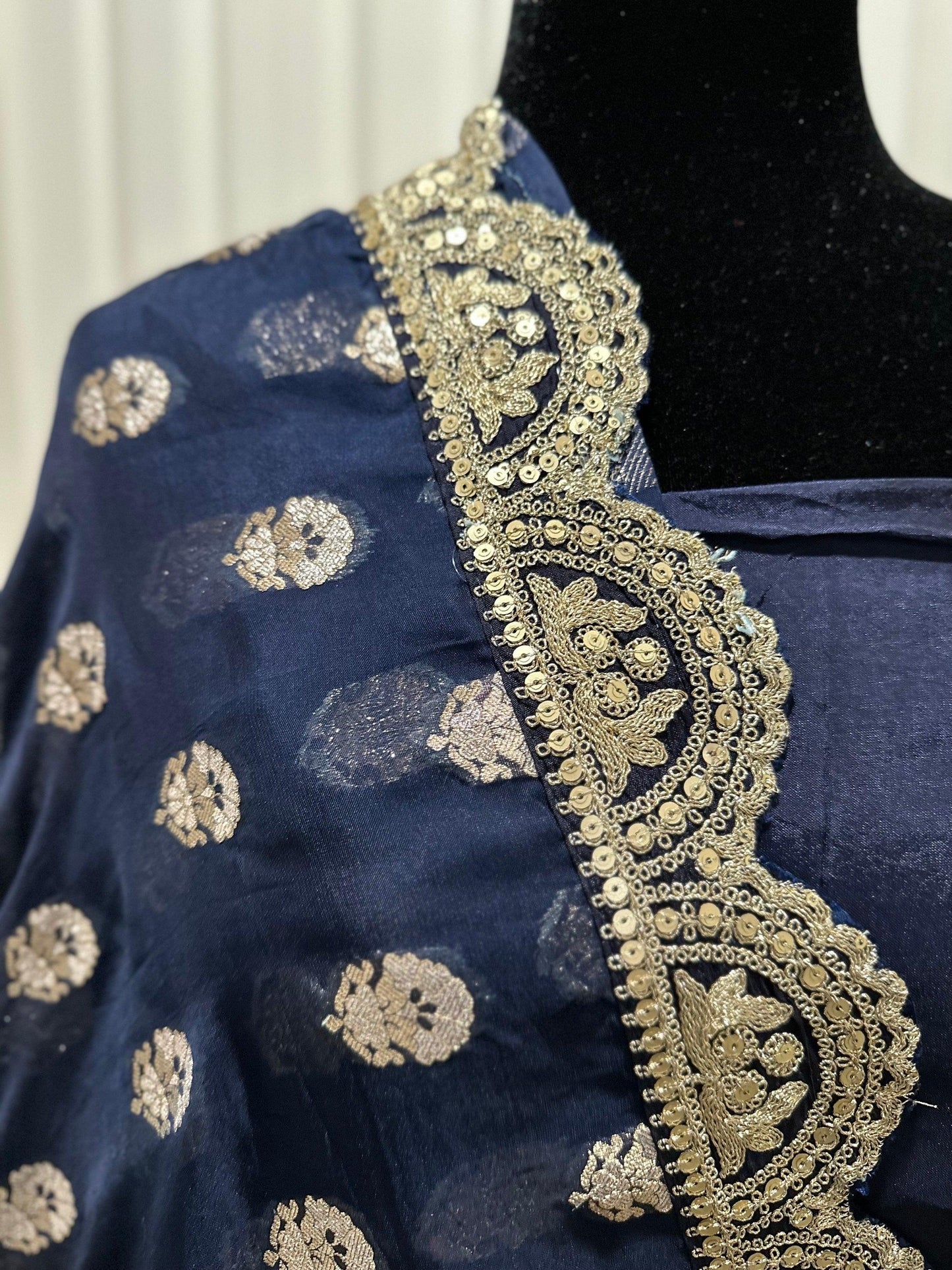 Authentic Hand Lucknowi Chikankari Full Jaal with Gotta Patti Georgette Saree White