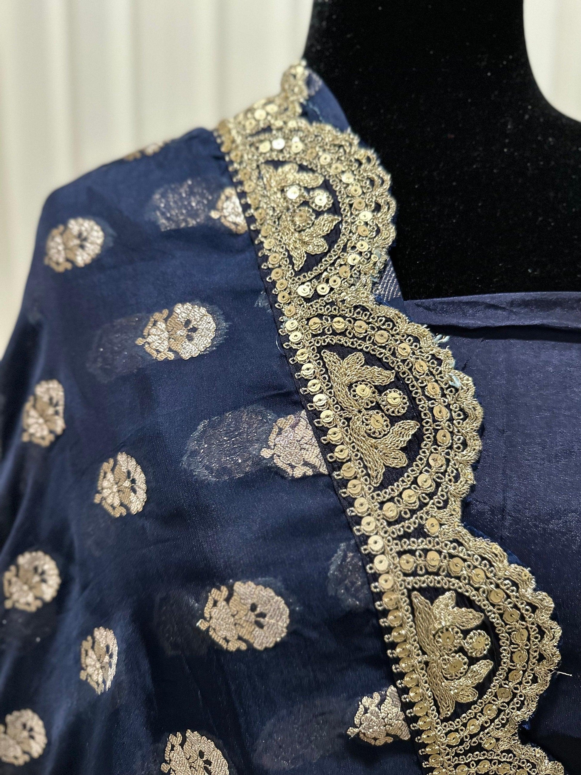 Authentic Hand Lucknowi Chikankari Full Jaal with Gotta Patti Georgette Saree White