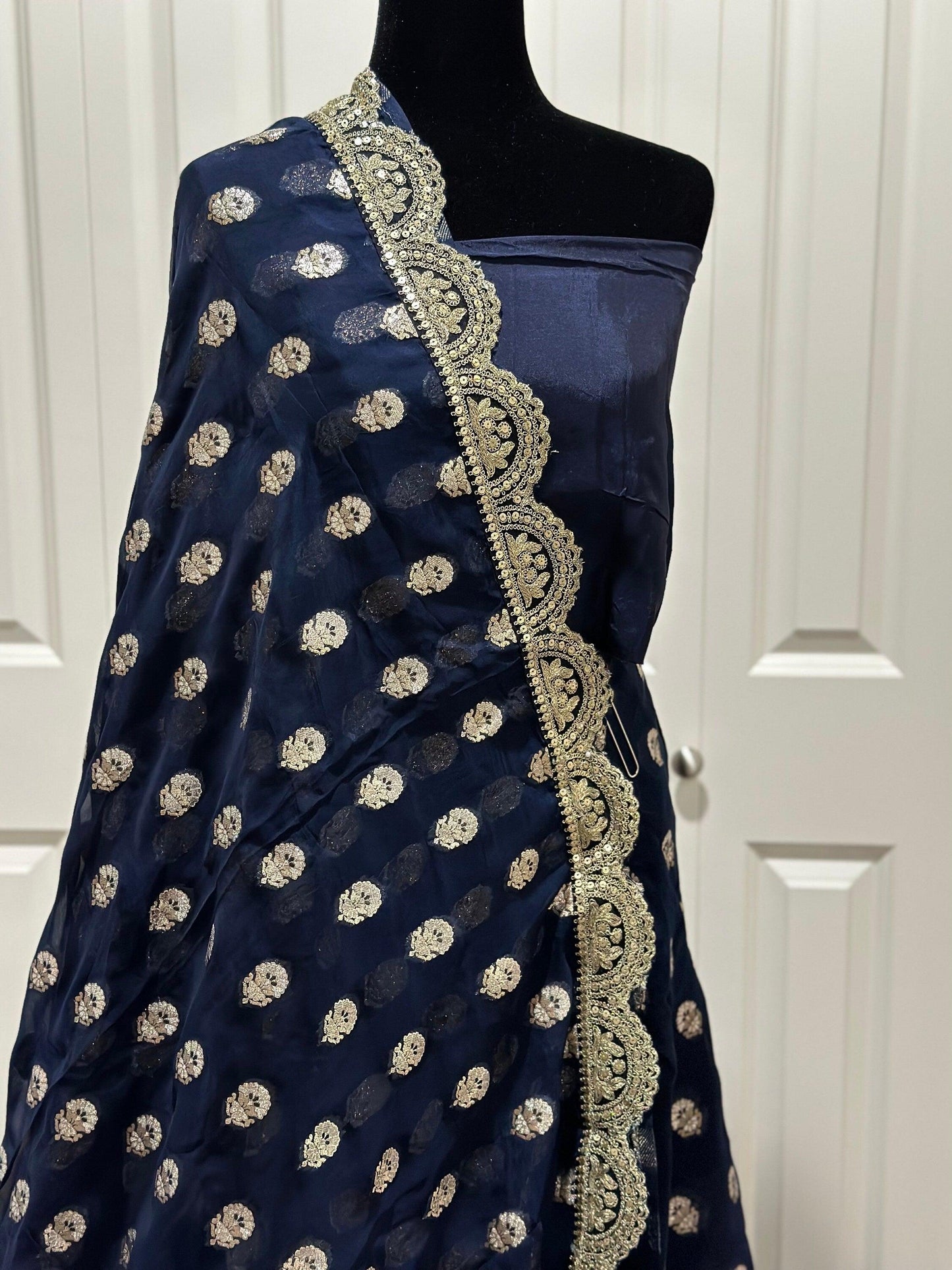 Authentic Hand Lucknowi Chikankari Full Jaal with Gotta Patti Georgette Saree White