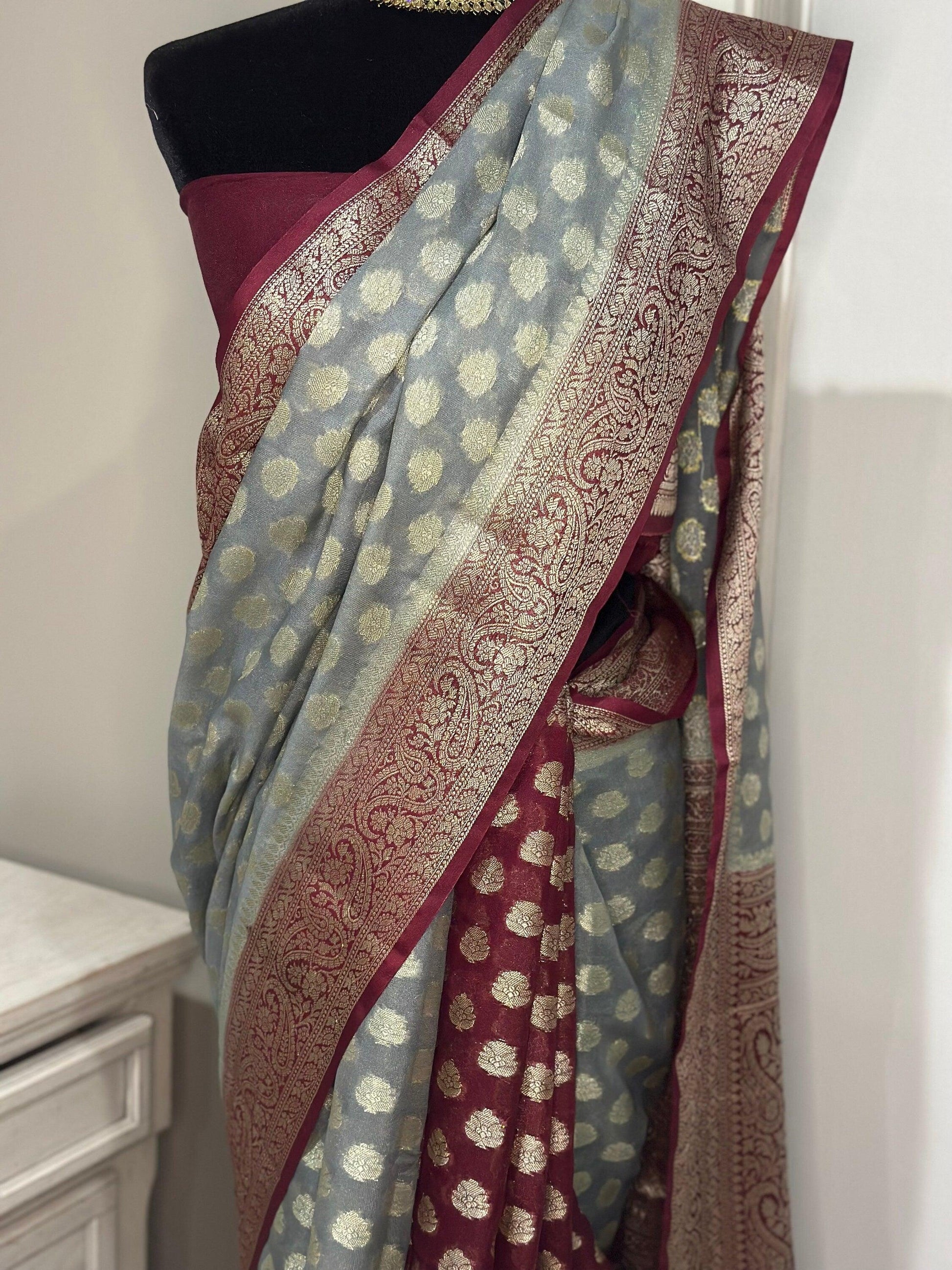 Banarasi Katan Silk Saree - Gold Zari - Likac/Purple