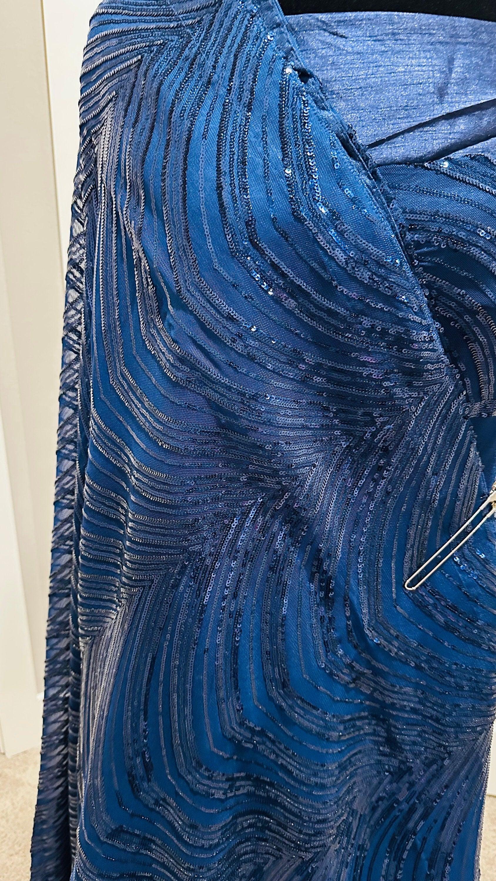 Georgette Net saree with beautiful sequin all over - Royal Blue