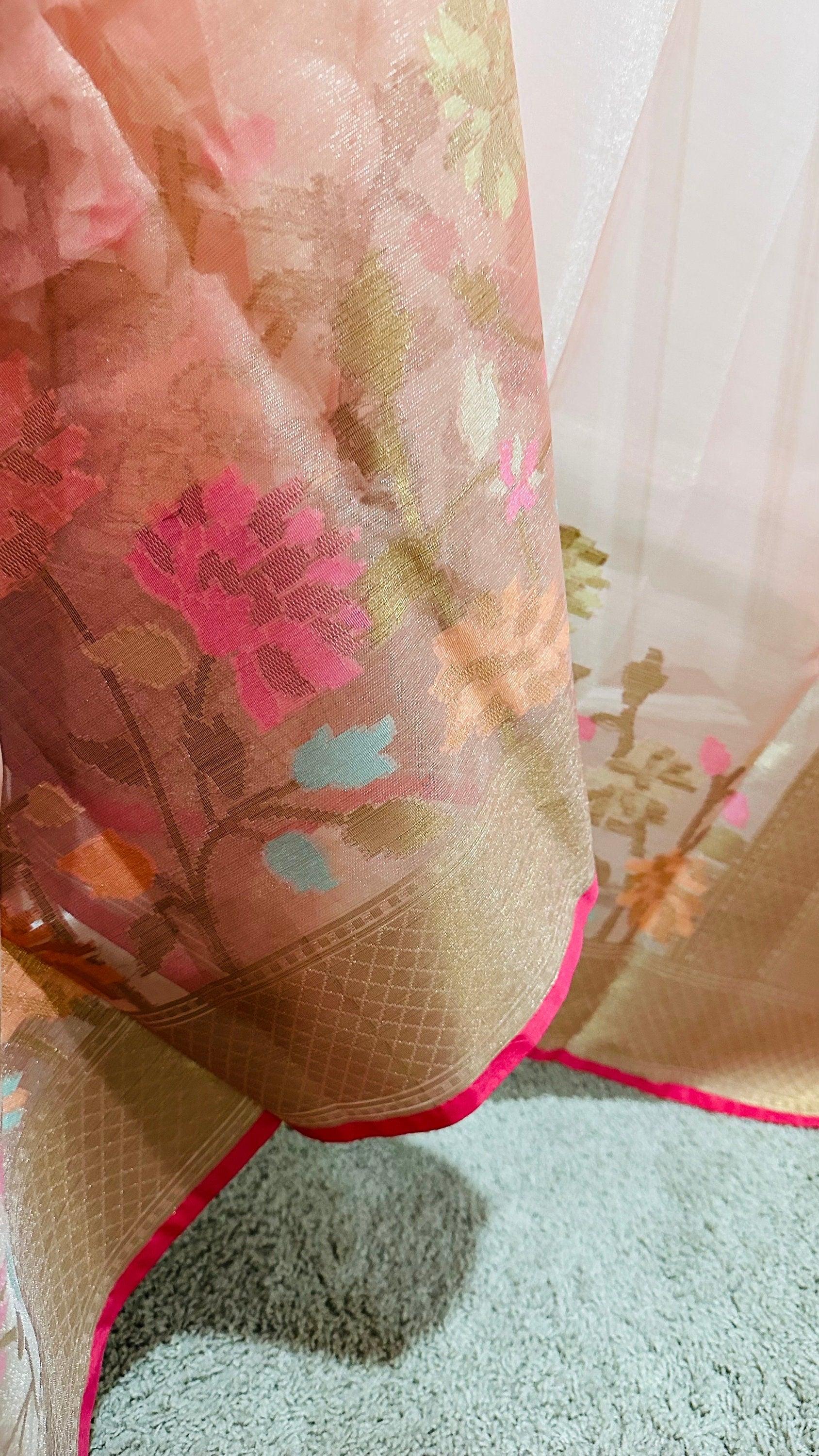 Banarasi Tissue Silk Saree with Skirt Border and sticthed blouse