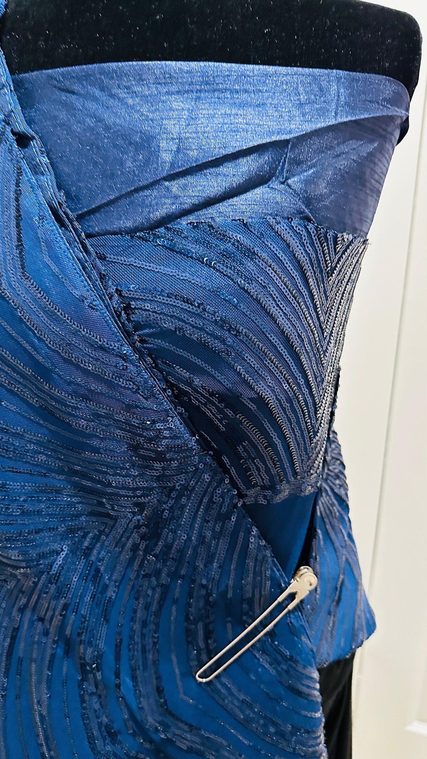 Georgette Net saree with beautiful sequin all over - Royal Blue