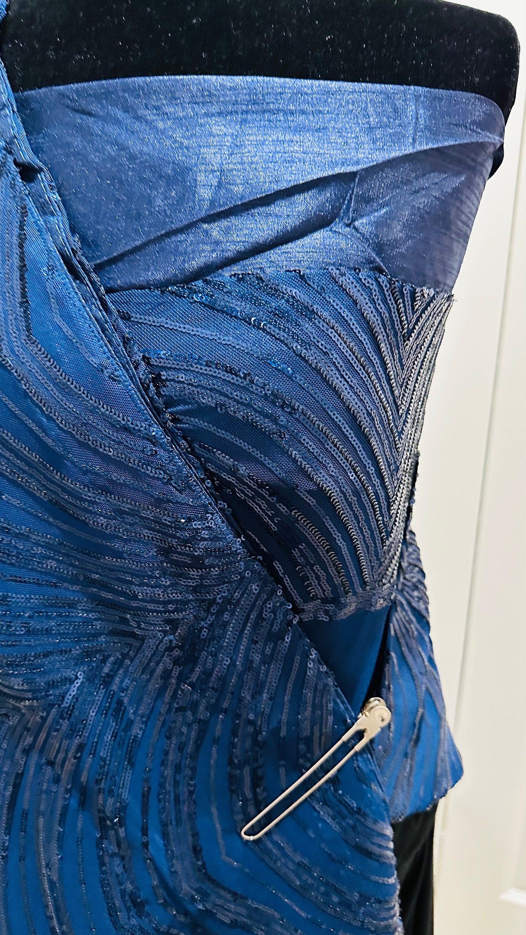 Georgette Net saree with beautiful sequin all over - Royal Blue