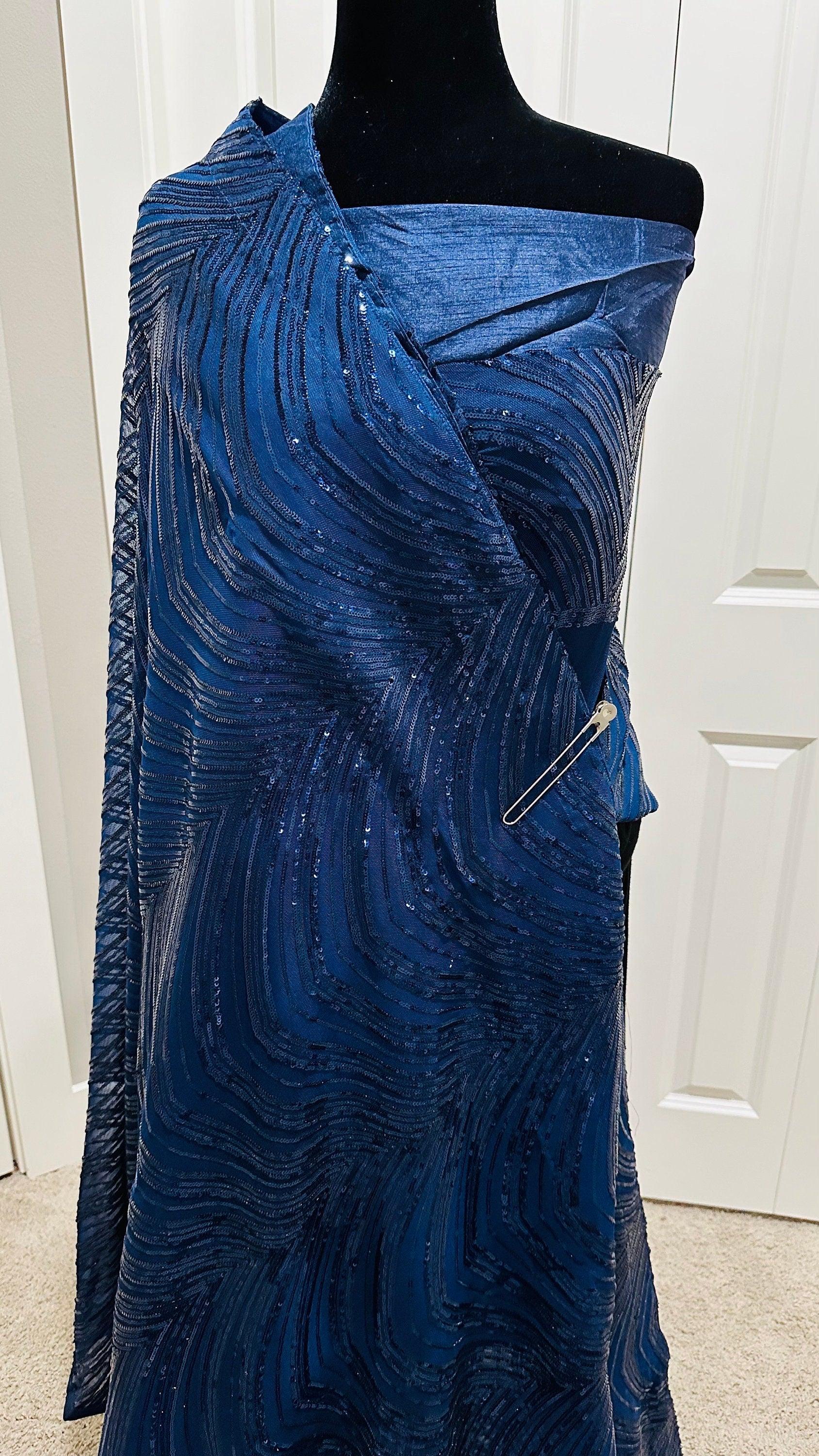 Georgette Net saree with beautiful sequin all over - Royal Blue