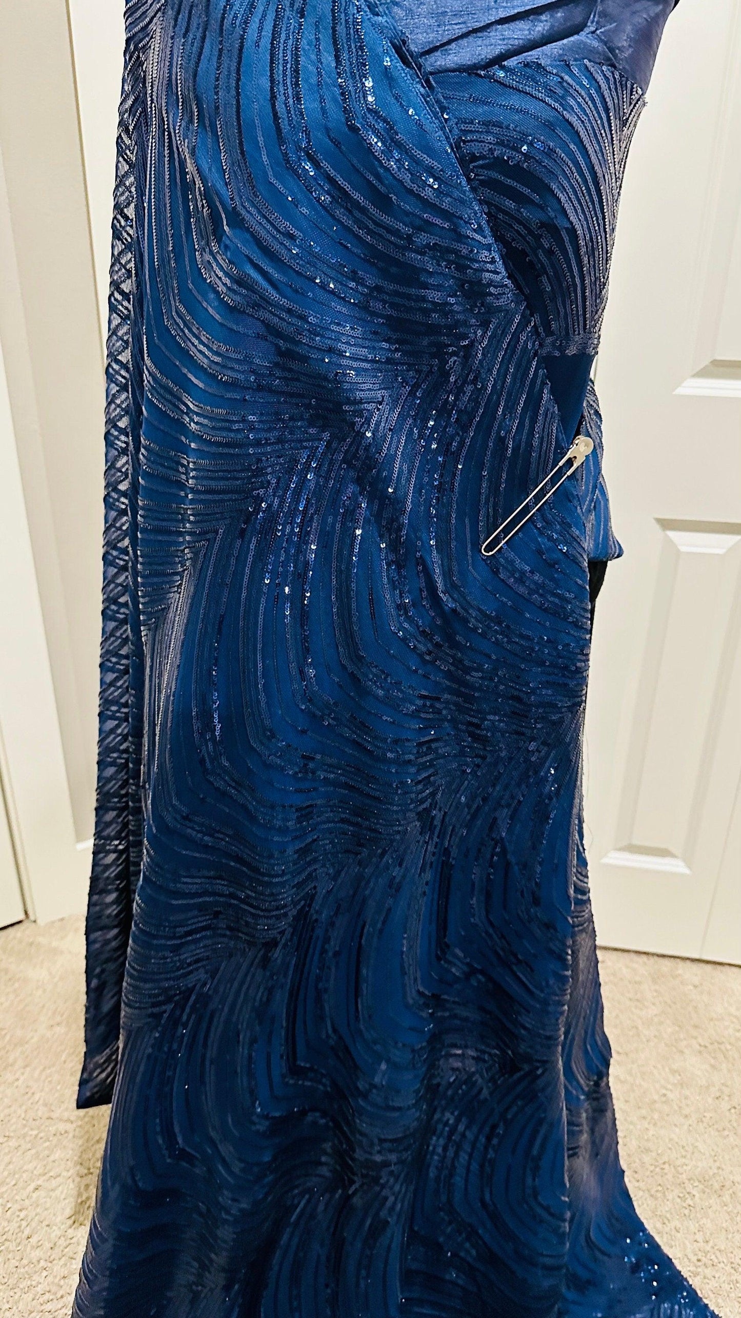 Georgette Net saree with beautiful sequin all over - Royal Blue