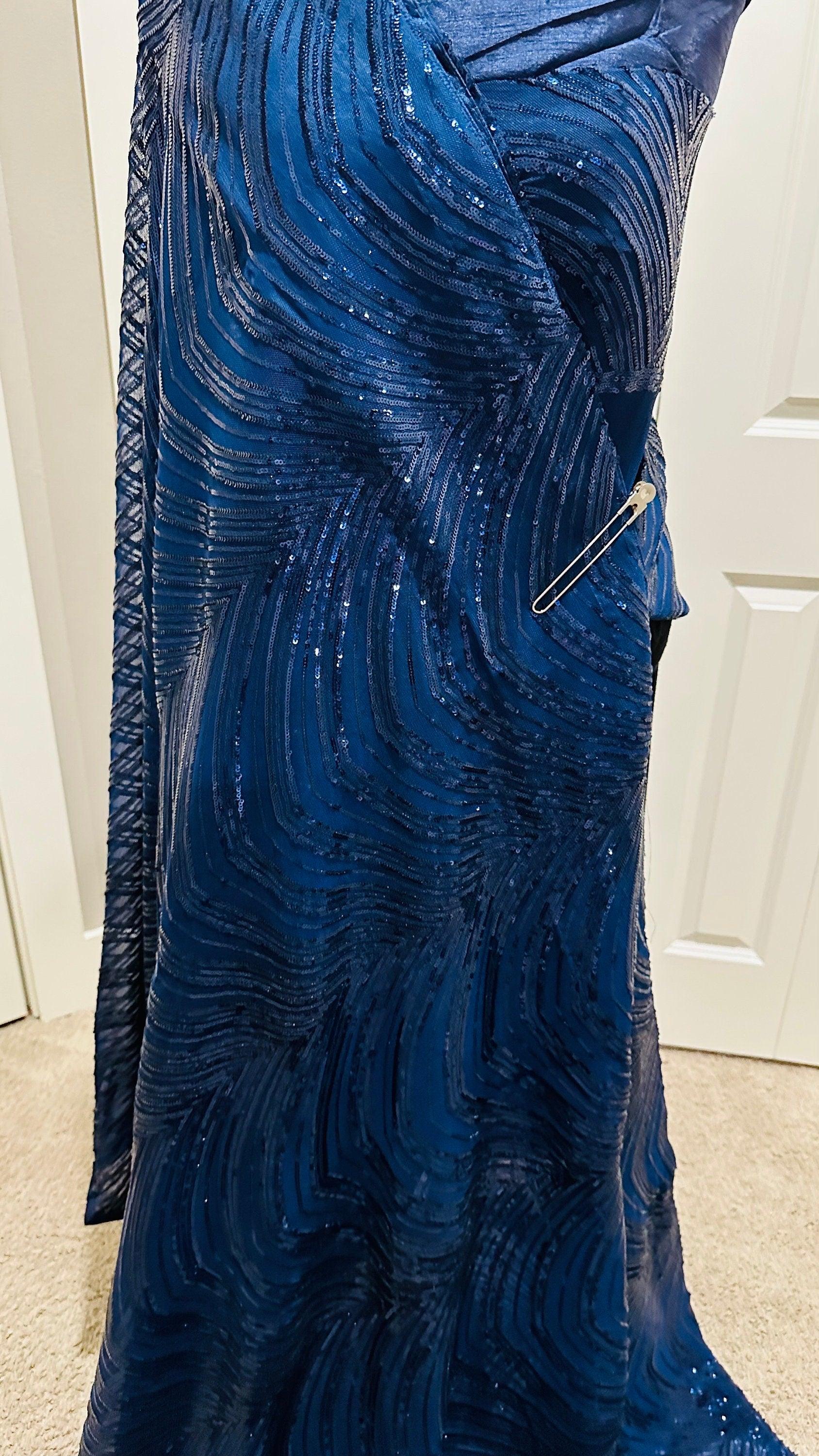 Georgette Net saree with beautiful sequin all over - Royal Blue