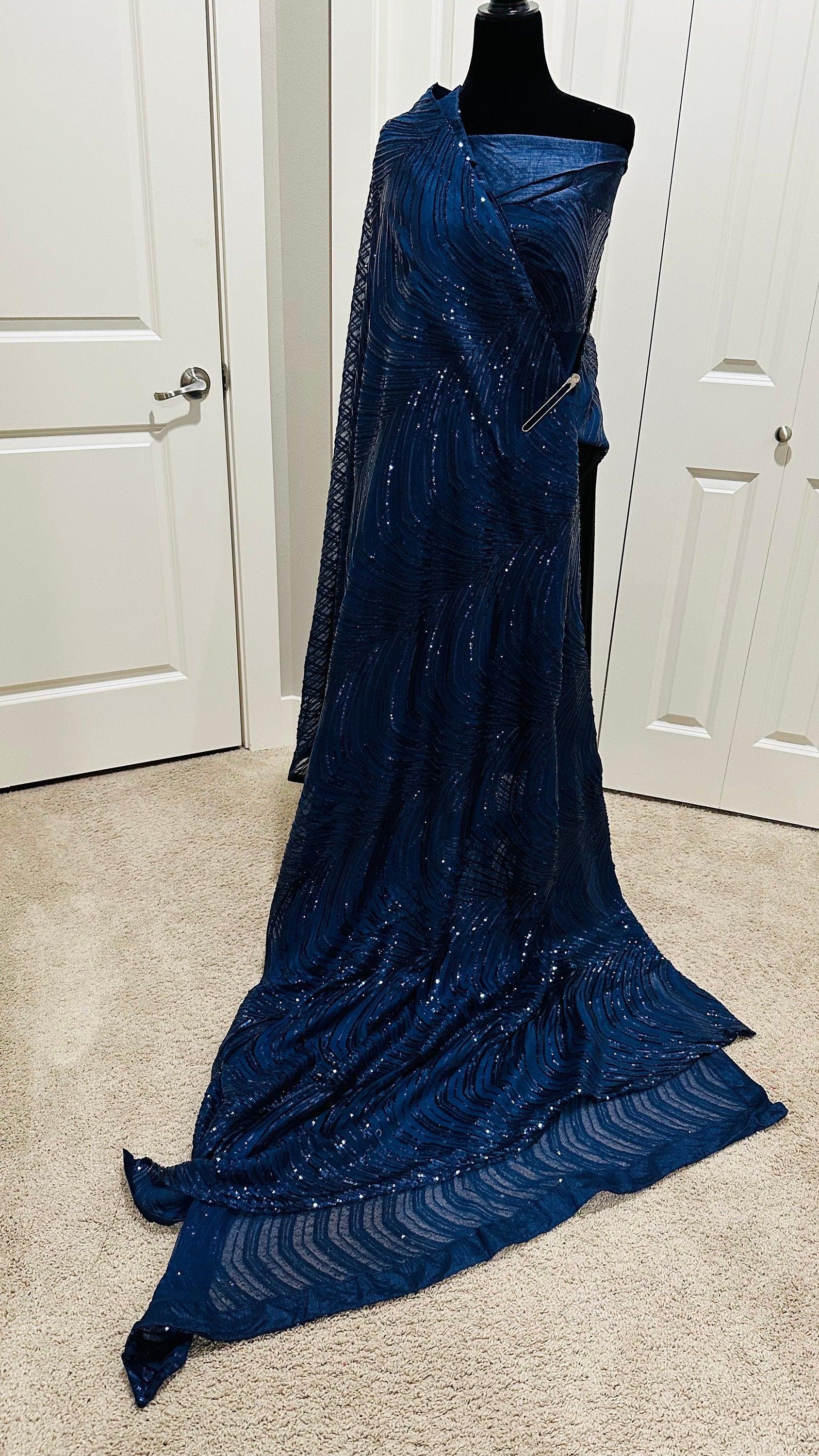 Georgette Net saree with beautiful sequin all over - Royal Blue