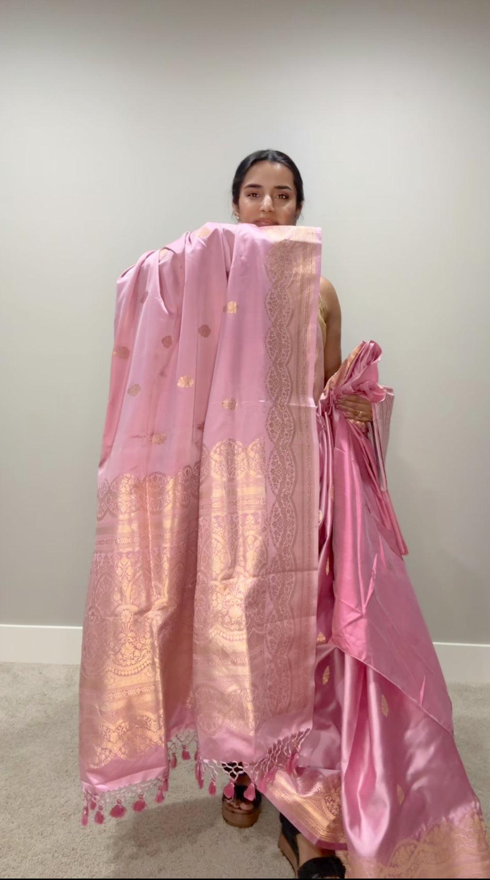 Banarasi Silk Saree Pure Mashru  - Baby Pink