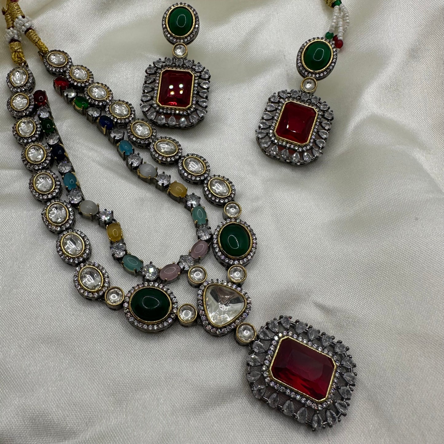 Uzma AD Polki Necklace 2 Layers