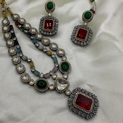 Uzma AD Polki Necklace 2 Layers