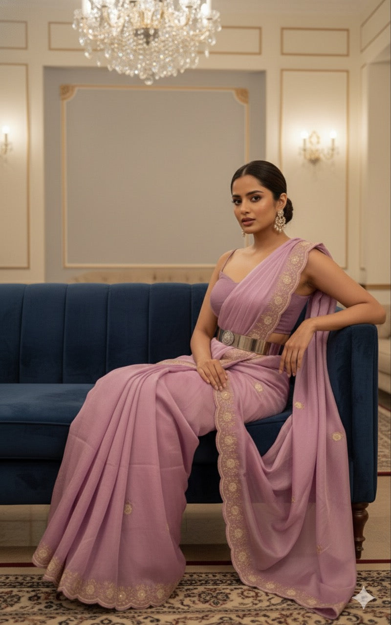 Pure Tissue Silk Saree with hand Zardozi work