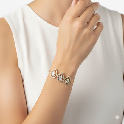 Aura Drop Moissanite Bracelet – Adjustable Bolo | Gold Polish | Anti-Tarnish Shine