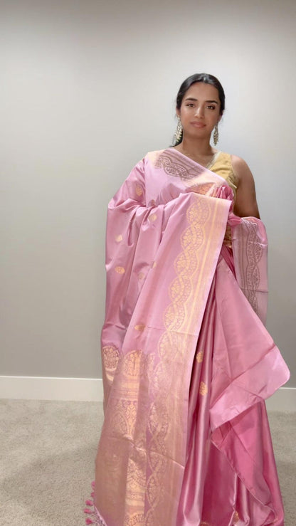 Banarasi Silk Saree Pure Mashru  - Baby Pink