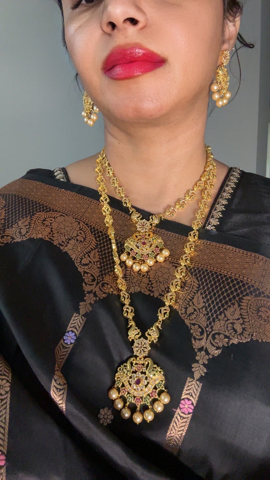 Meera exclusive Temple Jewelry Double necklace