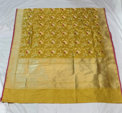 Pure Katan Silk Banarasi Saree - Jaal with Meenakari - Made to order