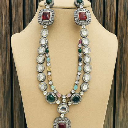 Uzma AD Polki Necklace 2 Layers