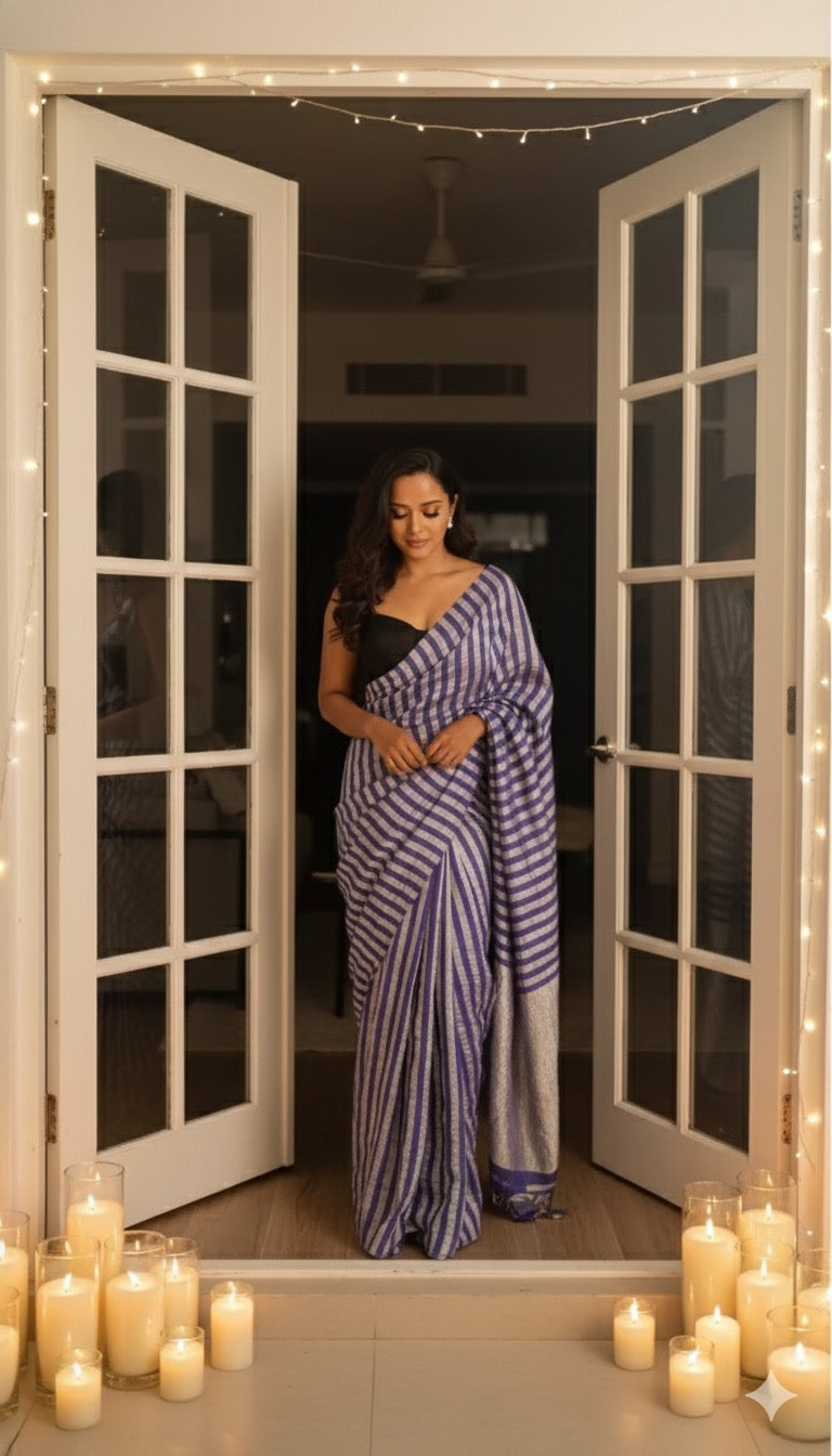 Nazm Crushed Tussar Georgette by Tissue Saree