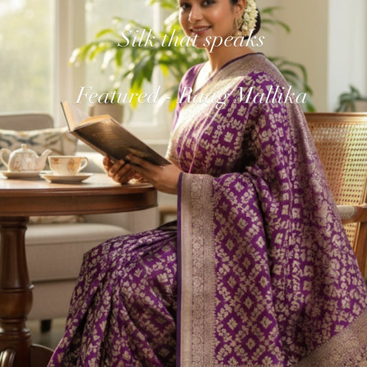 Exquisite Jaal Handwoven Katan Silk Saree with Gold Zari Silk Mark Saree with blouse