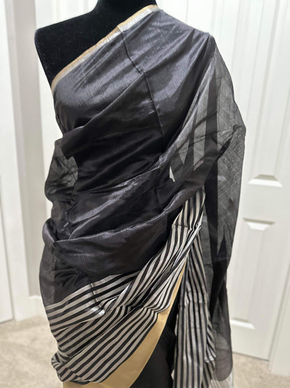 Pure  Handwoven Chanderi Silk Saree with Silk Mark  - Made to order