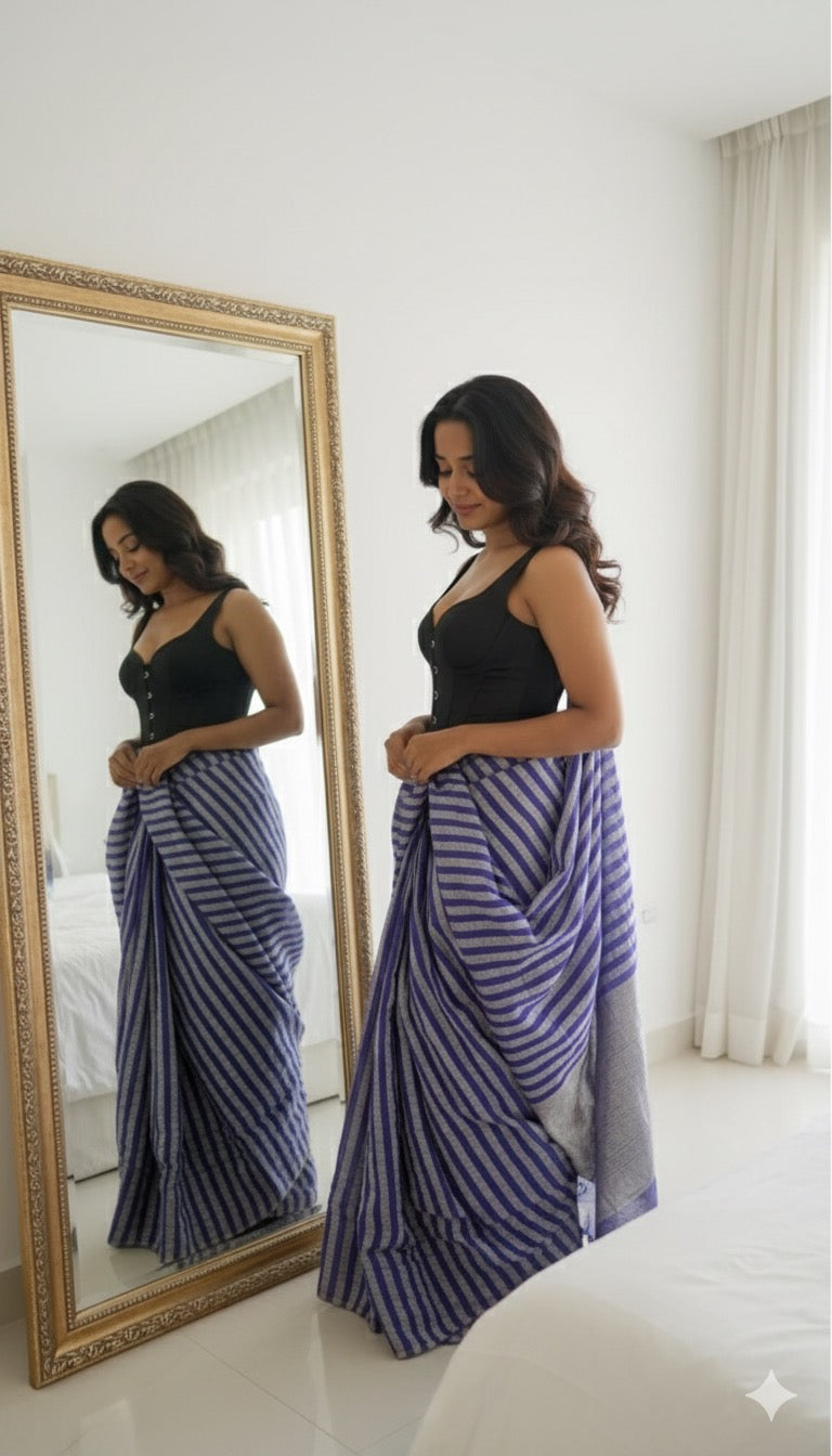 Nazm Crushed Tussar Georgette by Tissue Saree