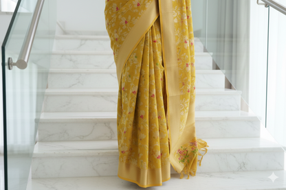 Pure Katan Silk Banarasi Saree - Jaal with Meenakari - Made to order