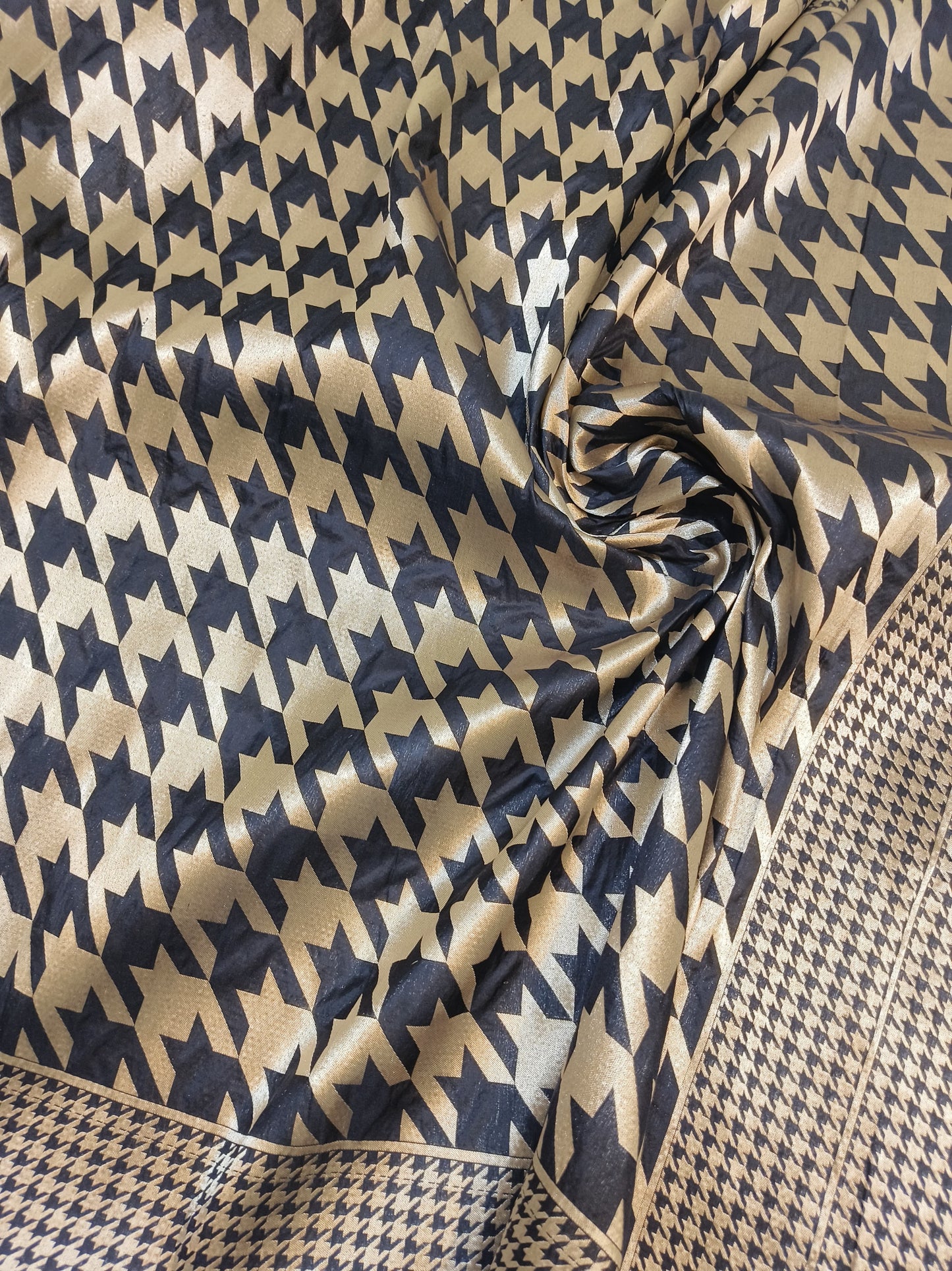 Gold Matrix  Handwoven Mulberry Katan Silk Saree - Made to order