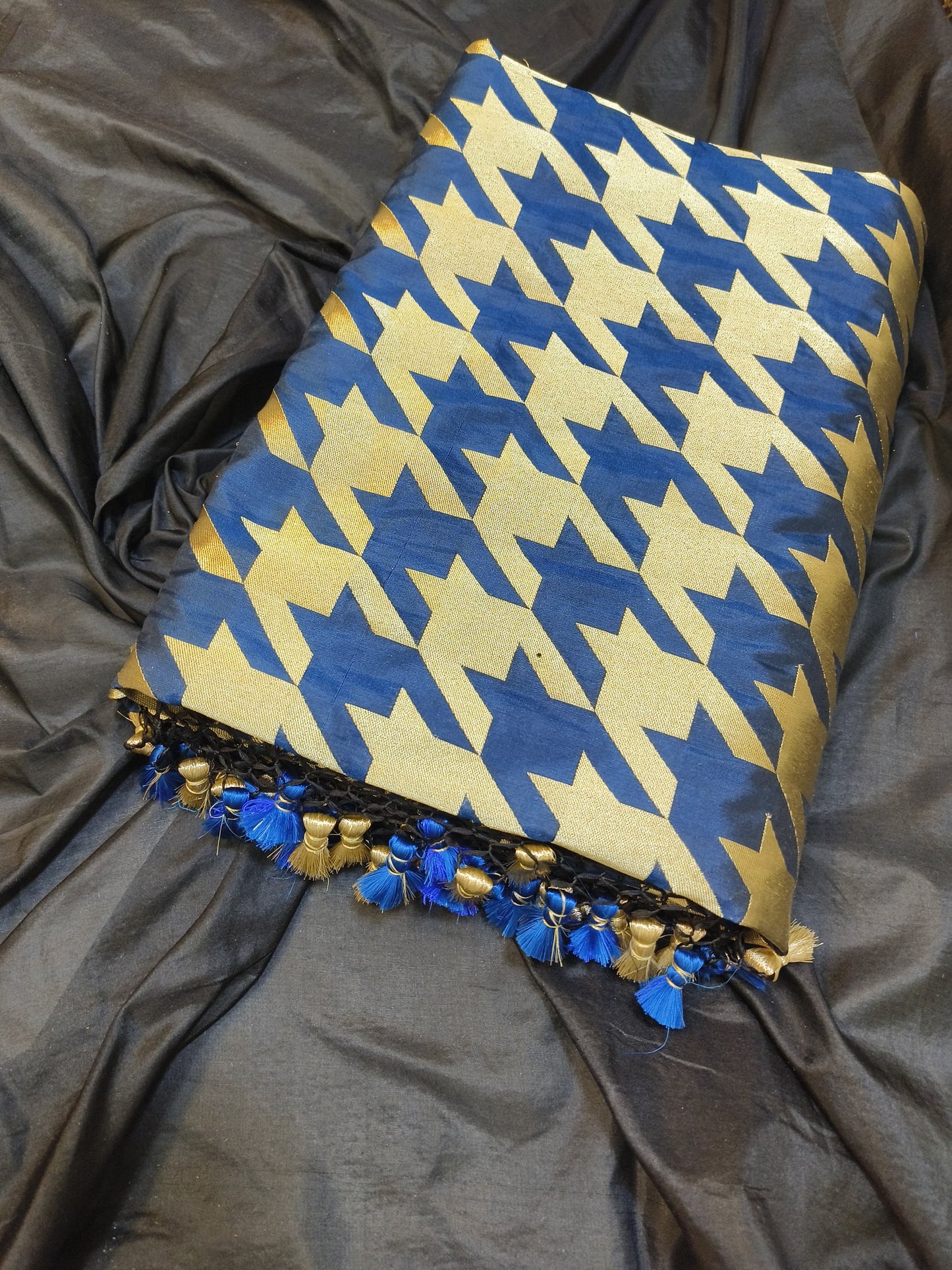 Gold Matrix  Handwoven Mulberry Katan Silk Saree - Made to order