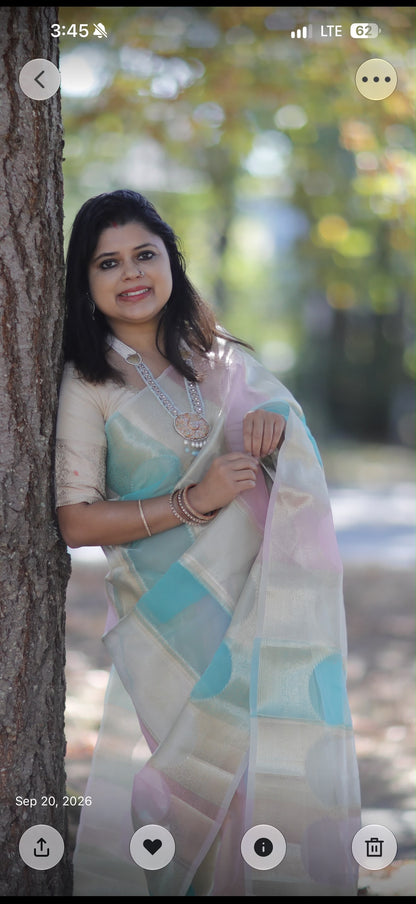 Rangkart Banarasi Tissue Silk Saree with blouse fabric