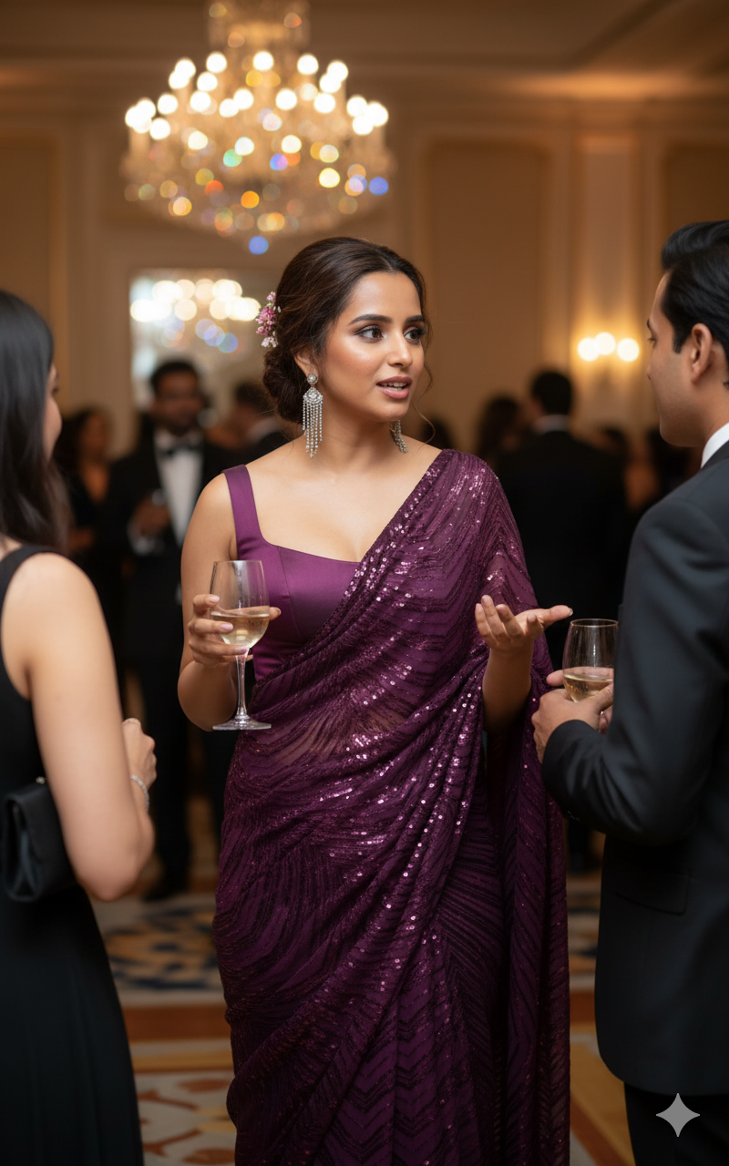 Georgette  saree with beautiful sequin all over