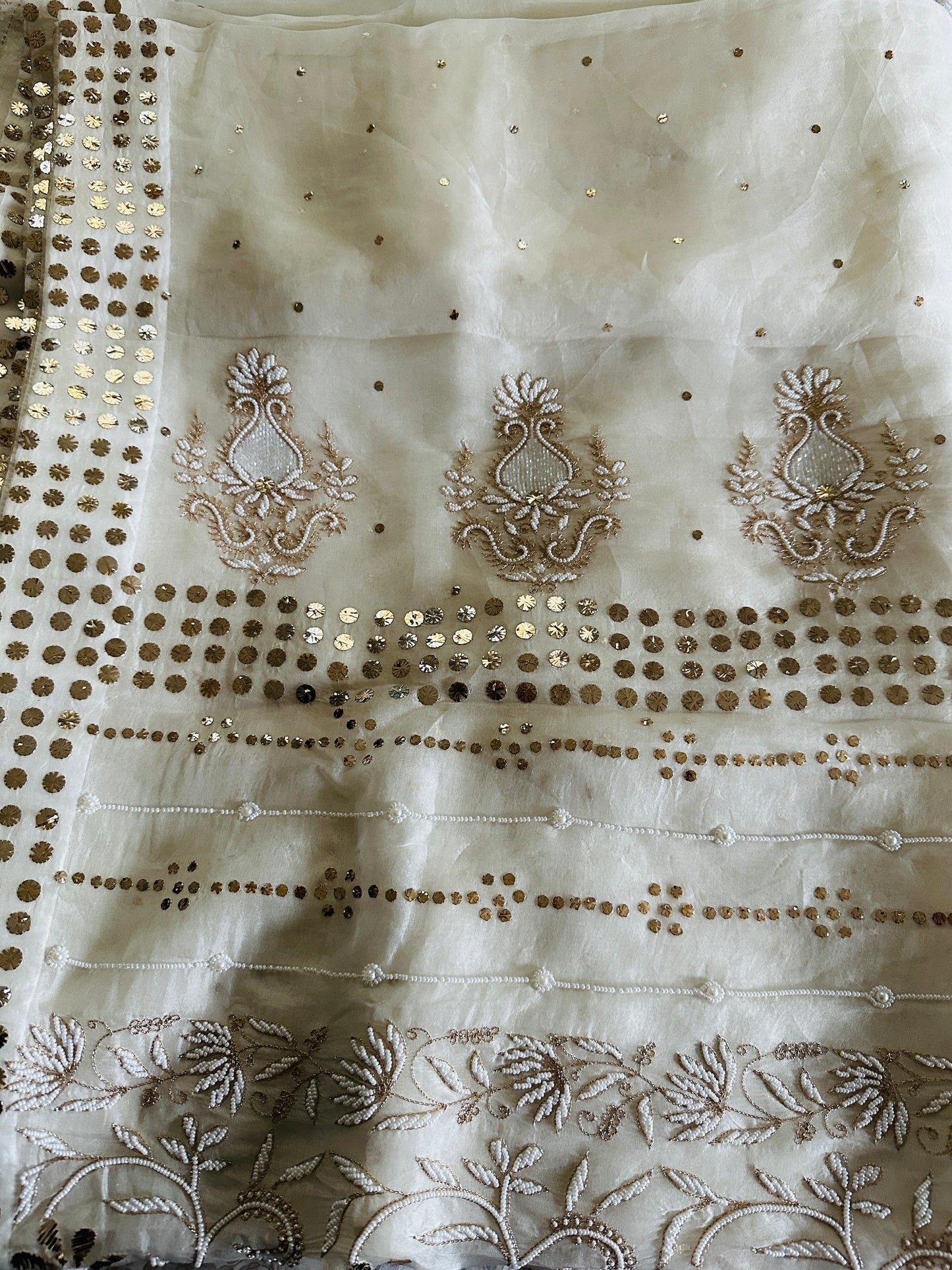 Noor - Hand Lucknowi Chikankari saree with Mukesh and Pearl work