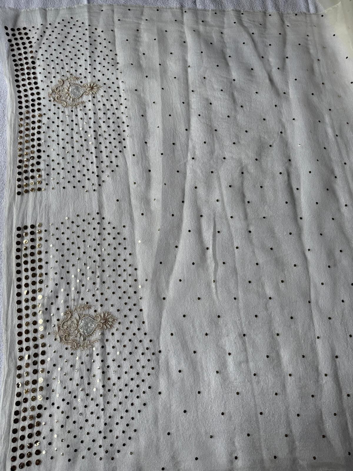 Noor - Hand Lucknowi Chikankari saree with Mukesh and Pearl work